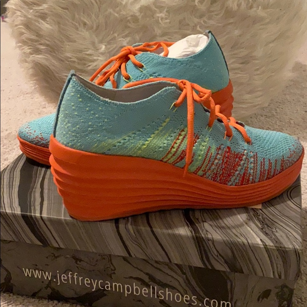 Jeffrey Campbell Inferma Sneaker Wedge Aq/Or 8.5